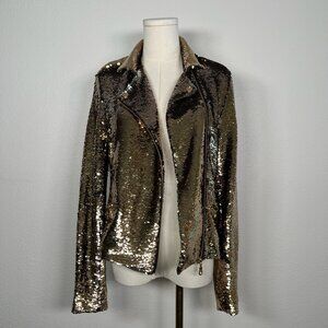 Sunshine Park Nova Gold Sequins Moto Jacket - Size S